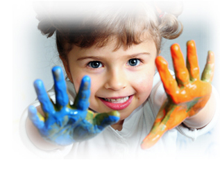 Girl with painted hands