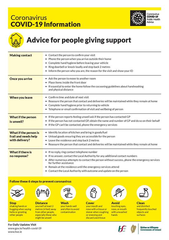 Advice for people giving Covid-19 supports